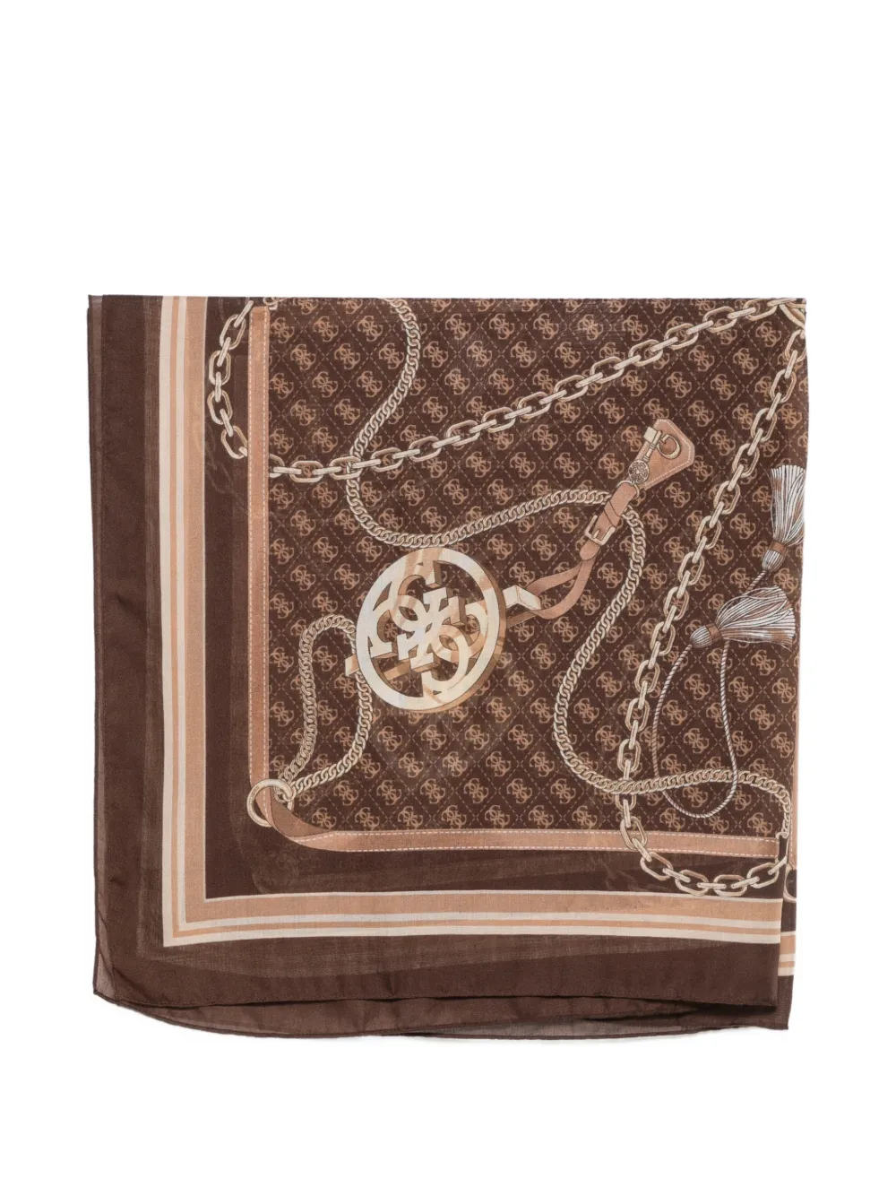 GUESS USA logo-print chain-link scarf - Marrone