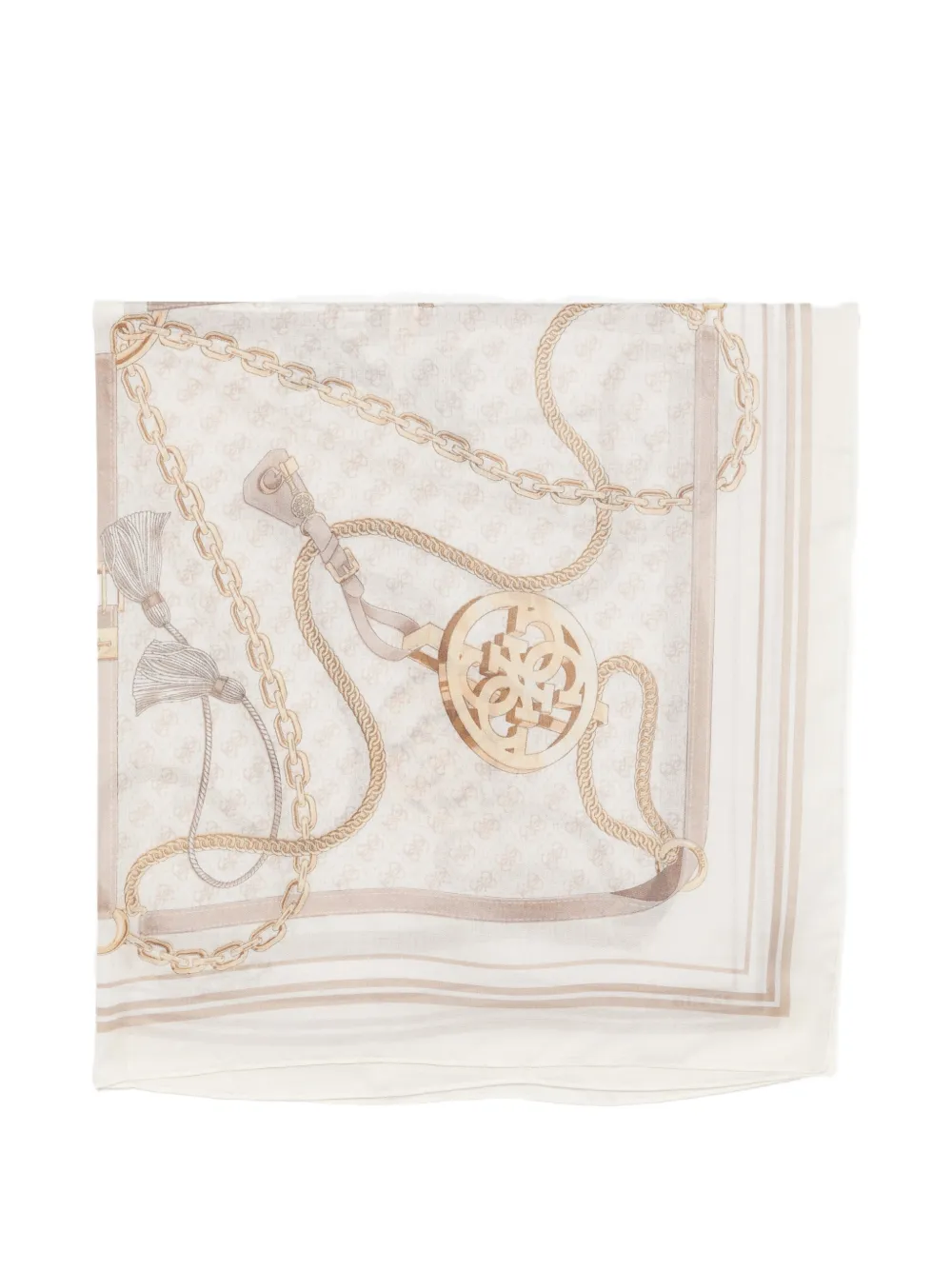 GUESS USA logo-print tassel-detail scarf - Toni neutri