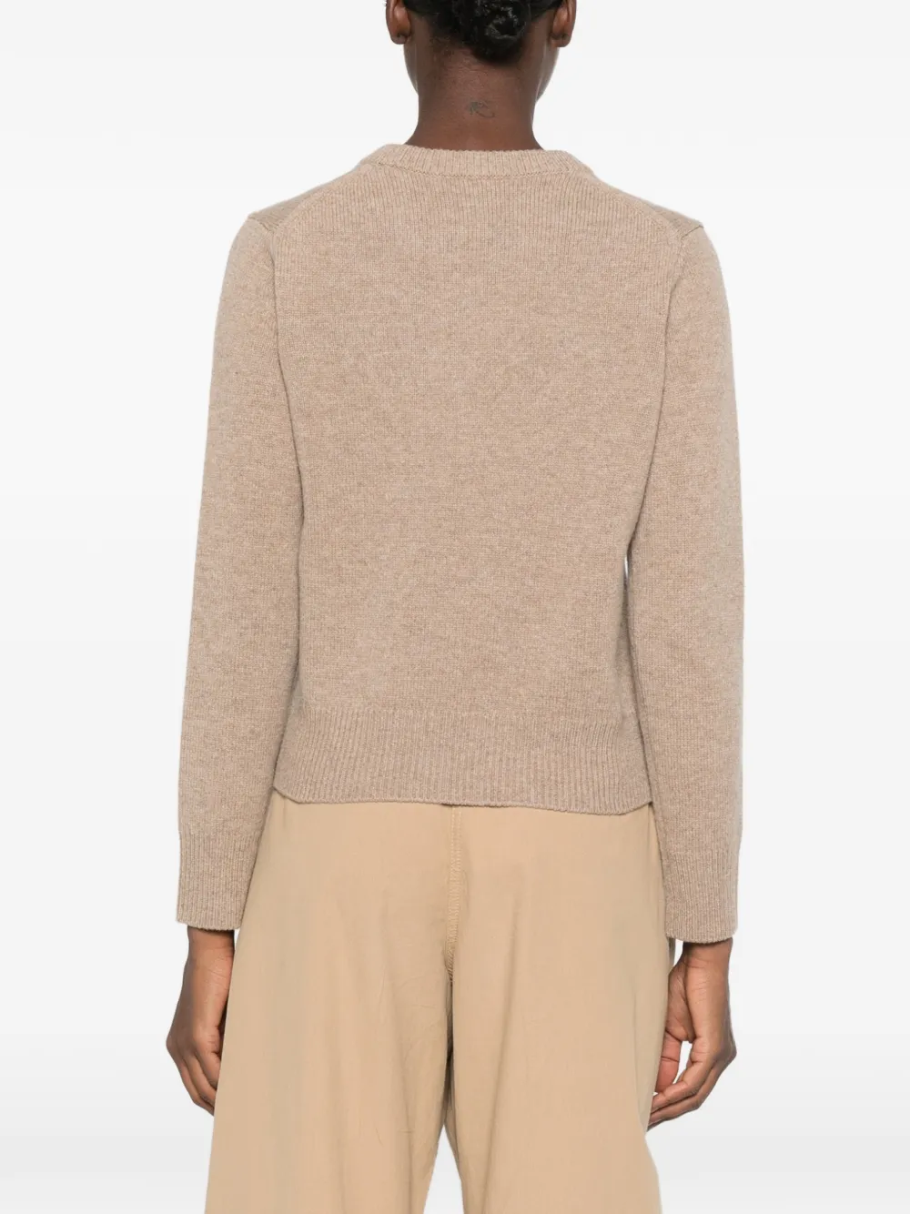 Maison Kitsuné Intarsia trui met vossenkop Beige