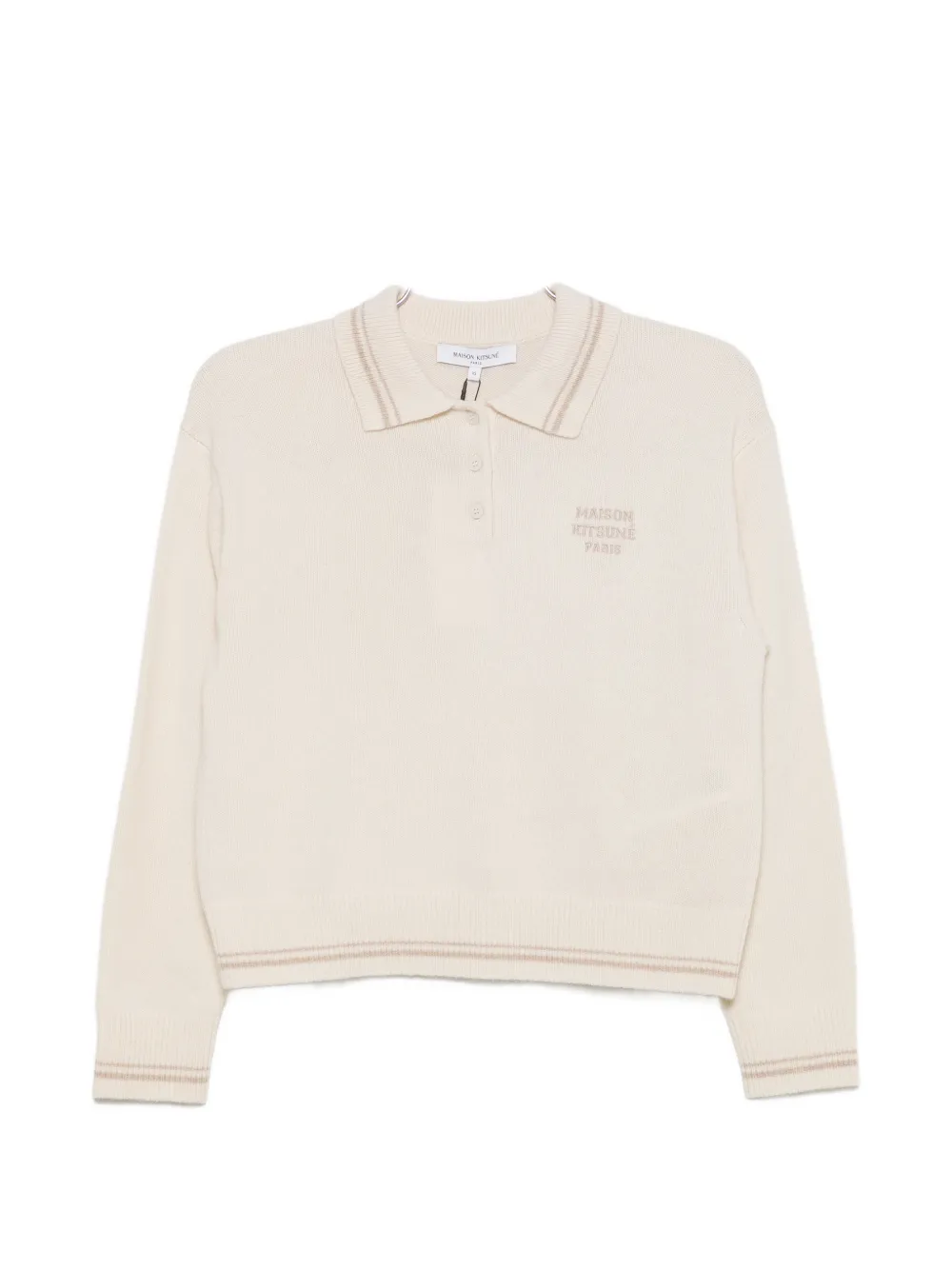 Maison Kitsuné logo-embroidered striped-trim sweater - Toni neutri