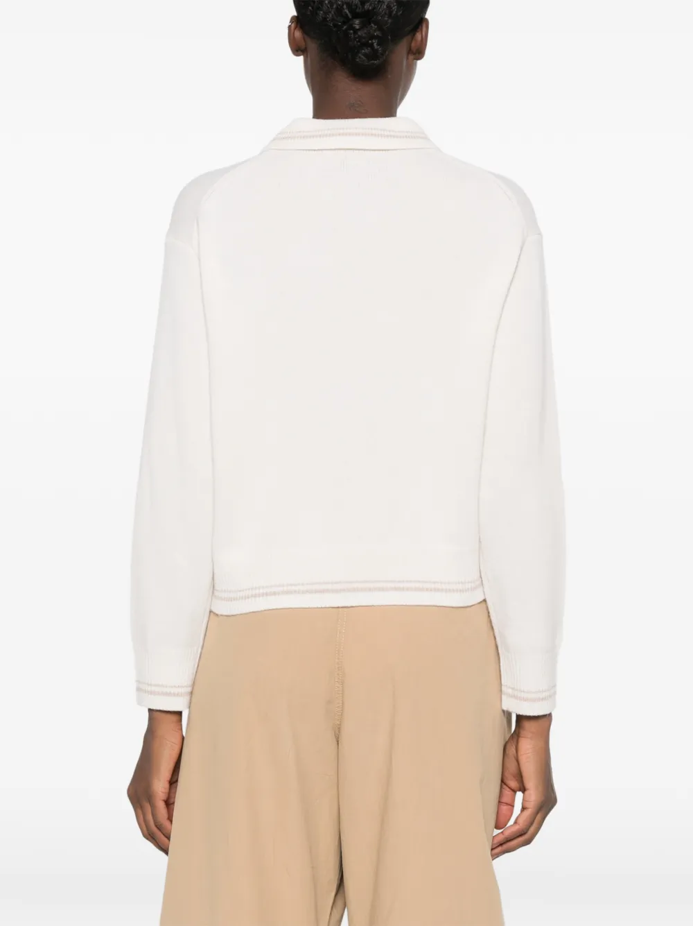 Maison Kitsuné Sweater met geborduurd logo en gestreepte afwerking Beige