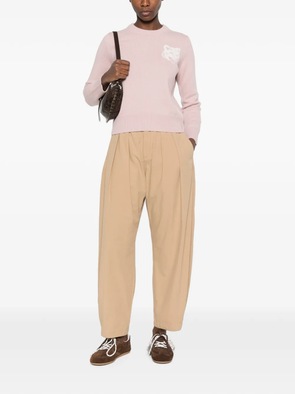 Maison Kitsuné Intarsia trui met vossenkop Roze