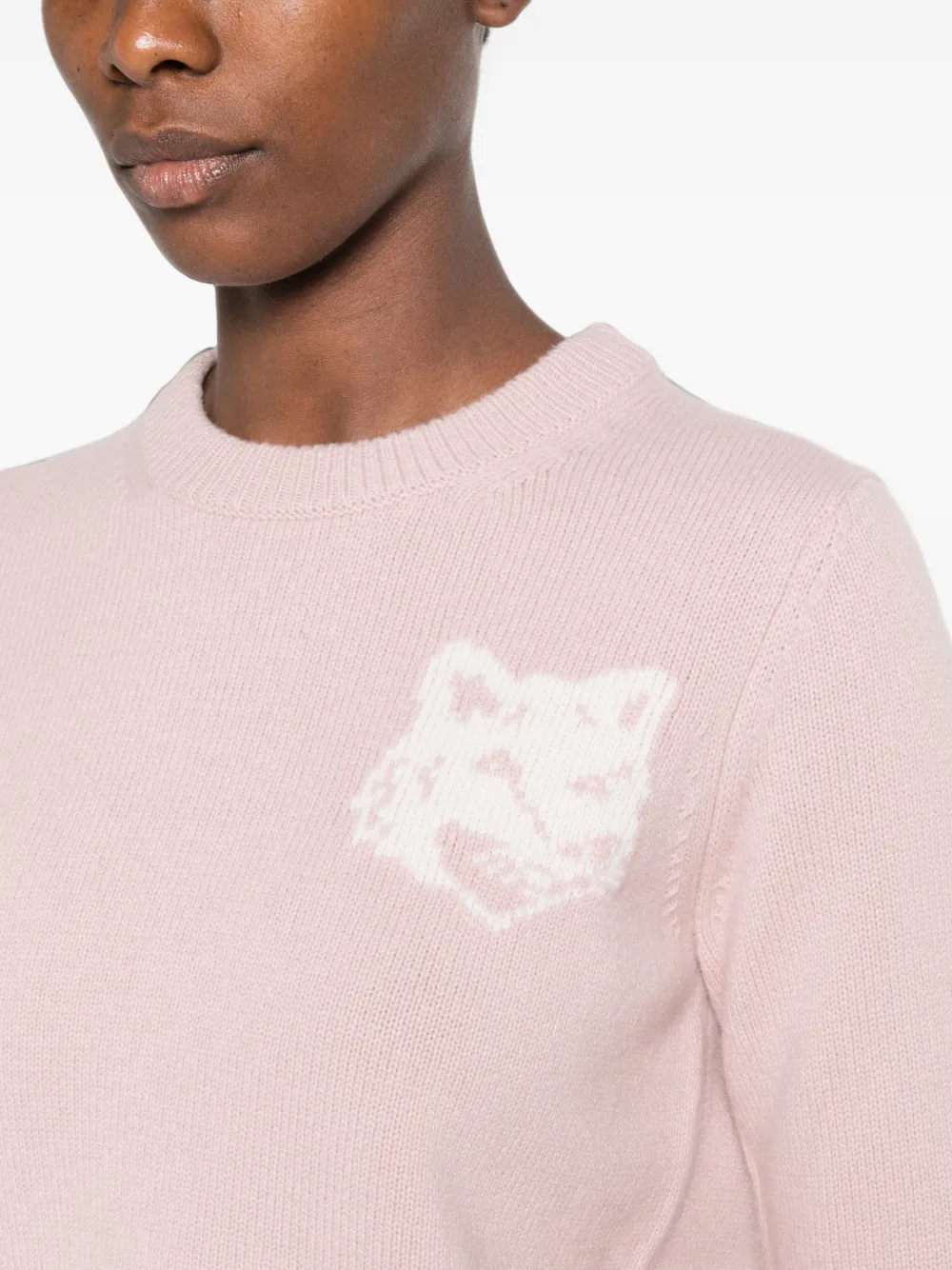 Maison Kitsuné Intarsia trui met vossenkop Roze