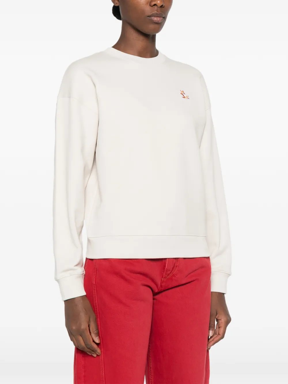 Maison Kitsuné Chillax trui met vossenpatch Beige