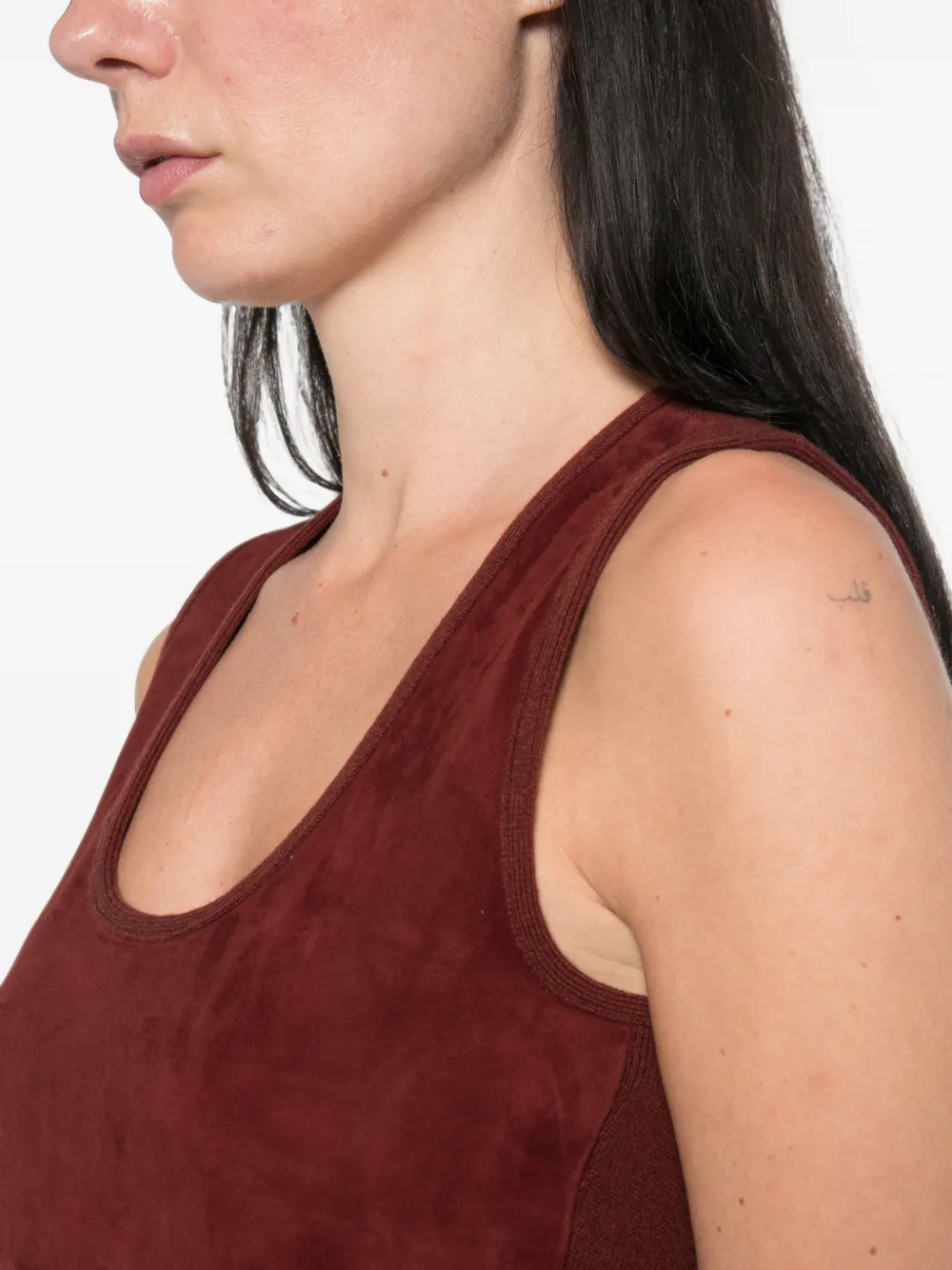 Max Mara Tanktop met suède vlakken en diepe ronde hals Rood