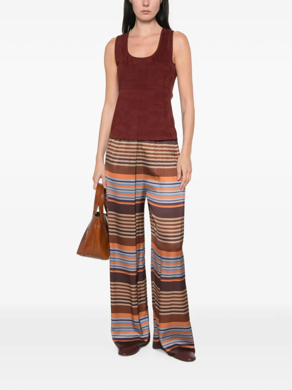 Max Mara Tanktop met suède vlakken en diepe ronde hals Rood