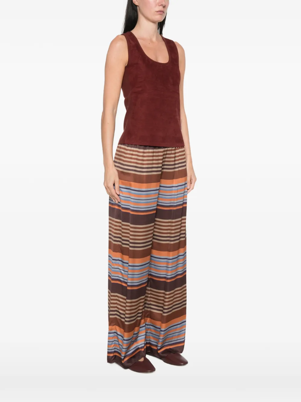 Max Mara Tanktop met suède vlakken en diepe ronde hals Rood