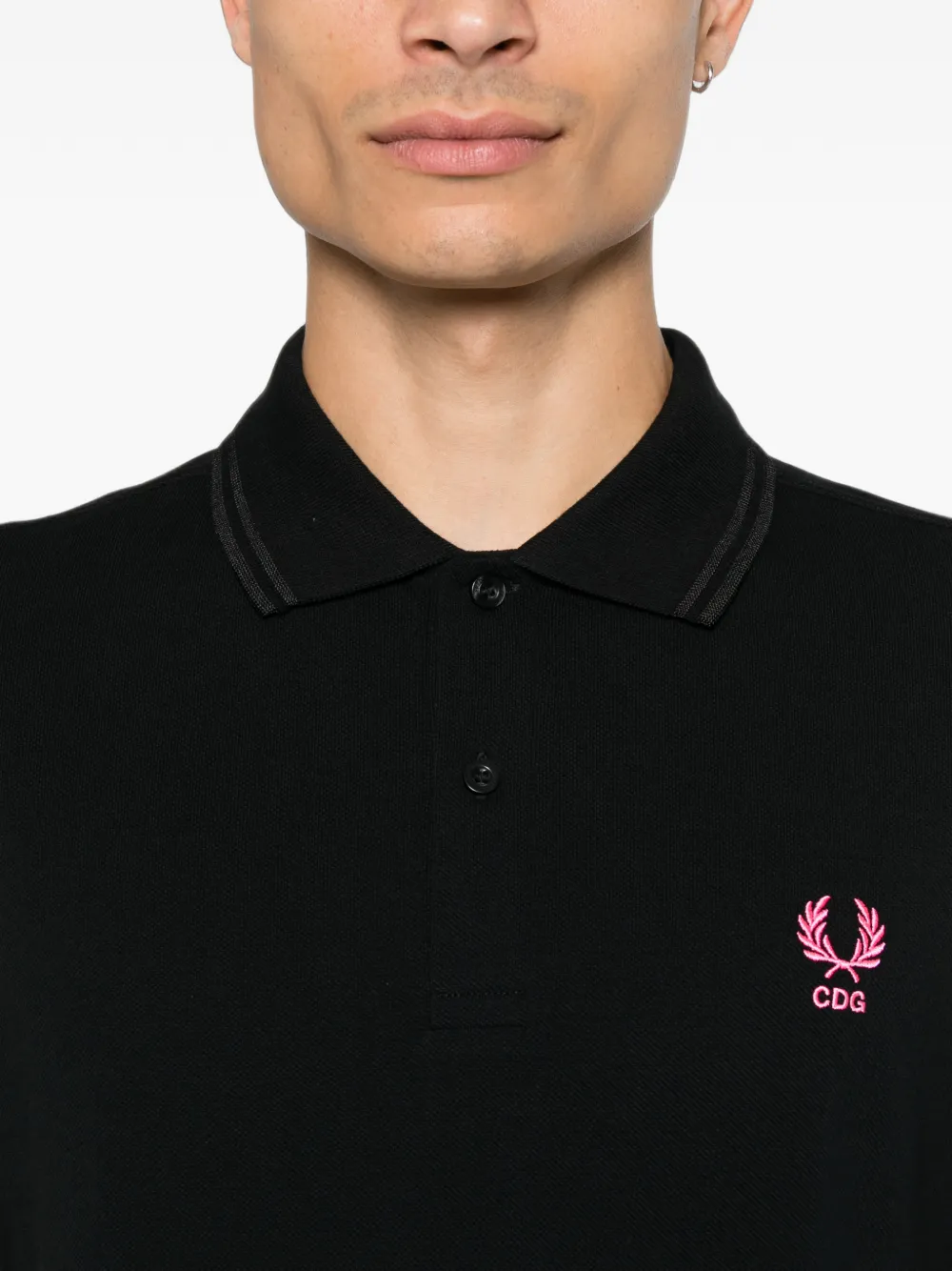 Comme des Garçons Homme Katoenen poloshirt met geborduurd logo Zwart