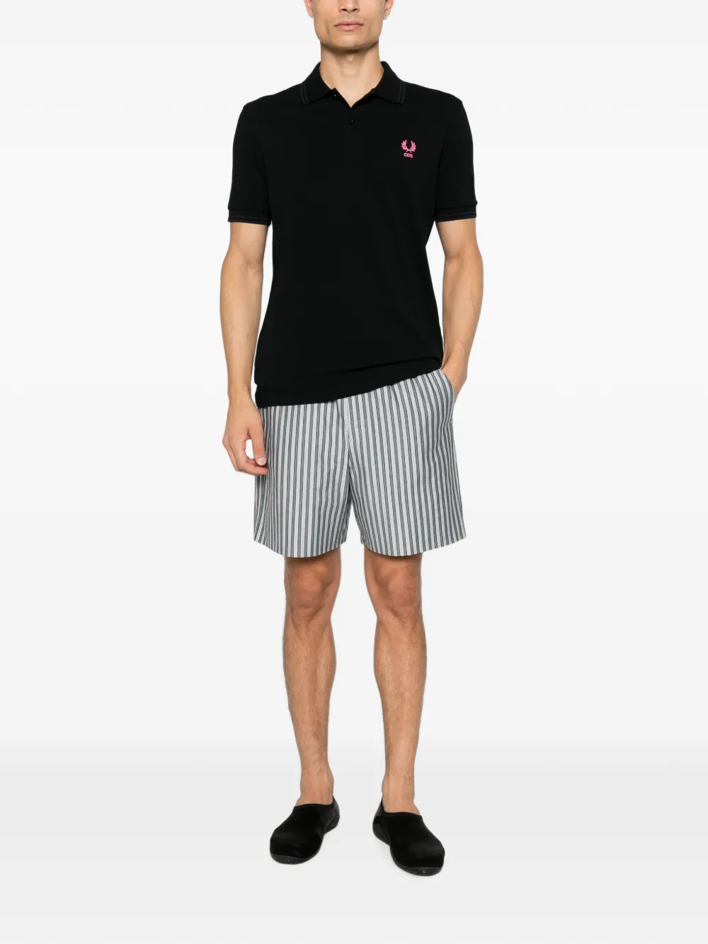 Comme des Garçons Homme Katoenen poloshirt met geborduurd logo Zwart