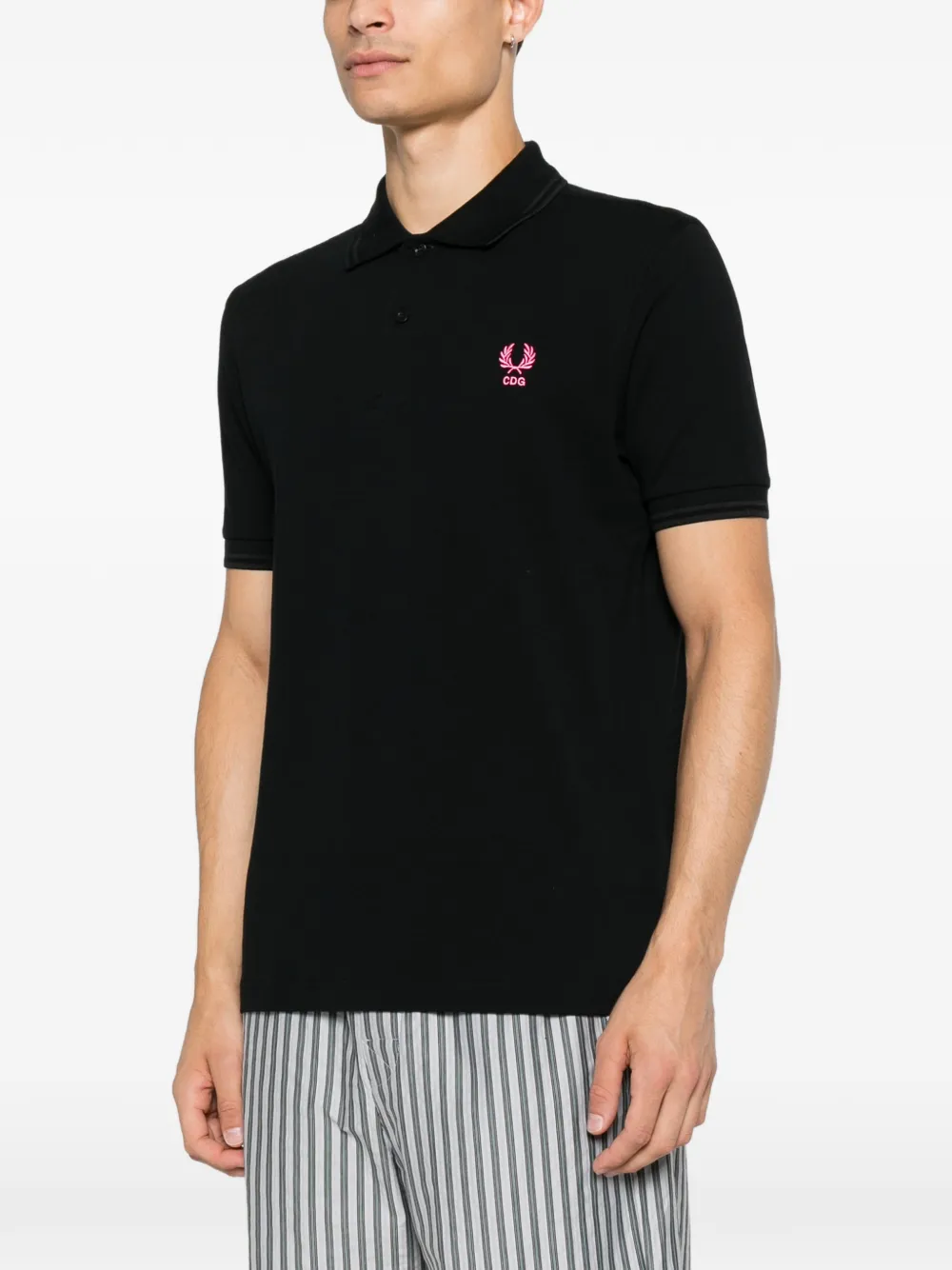 Comme des Garçons Homme Katoenen poloshirt met geborduurd logo Zwart