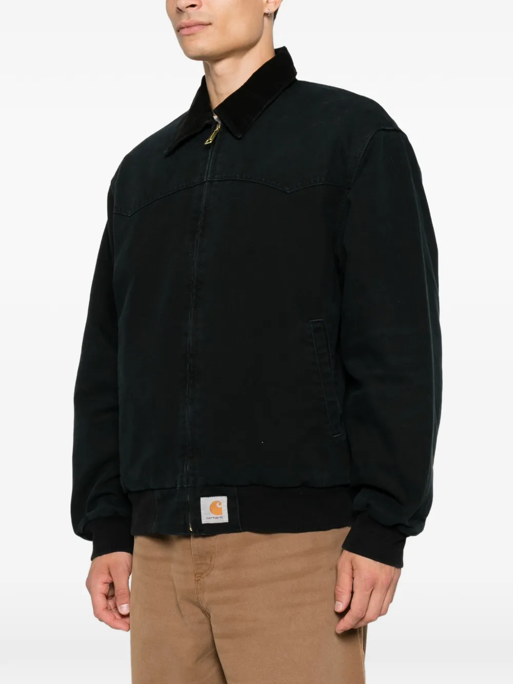 Carhartt WIP Jack met ribfluwelen kraag en rits Zwart