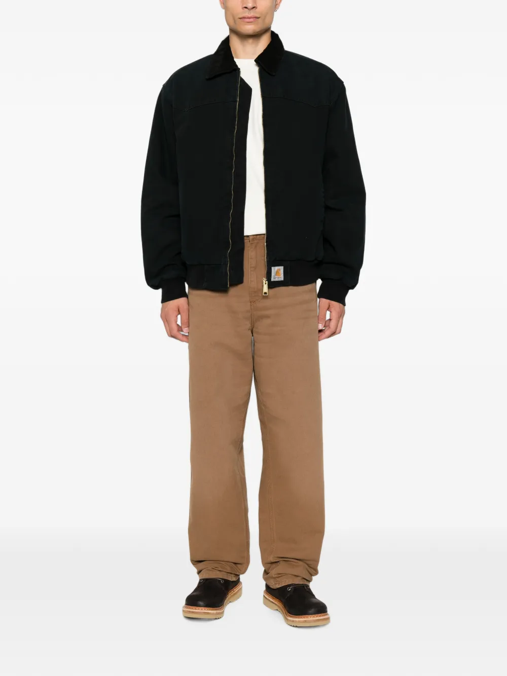 Carhartt WIP Jack met ribfluwelen kraag en rits Zwart