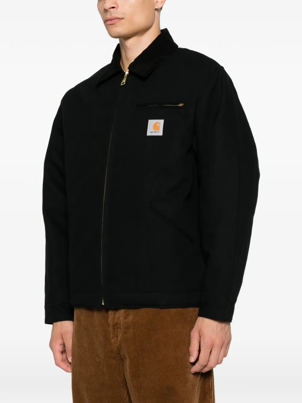 Carhartt WIP OG Detroit shirtjack met logo-patch en rits Zwart