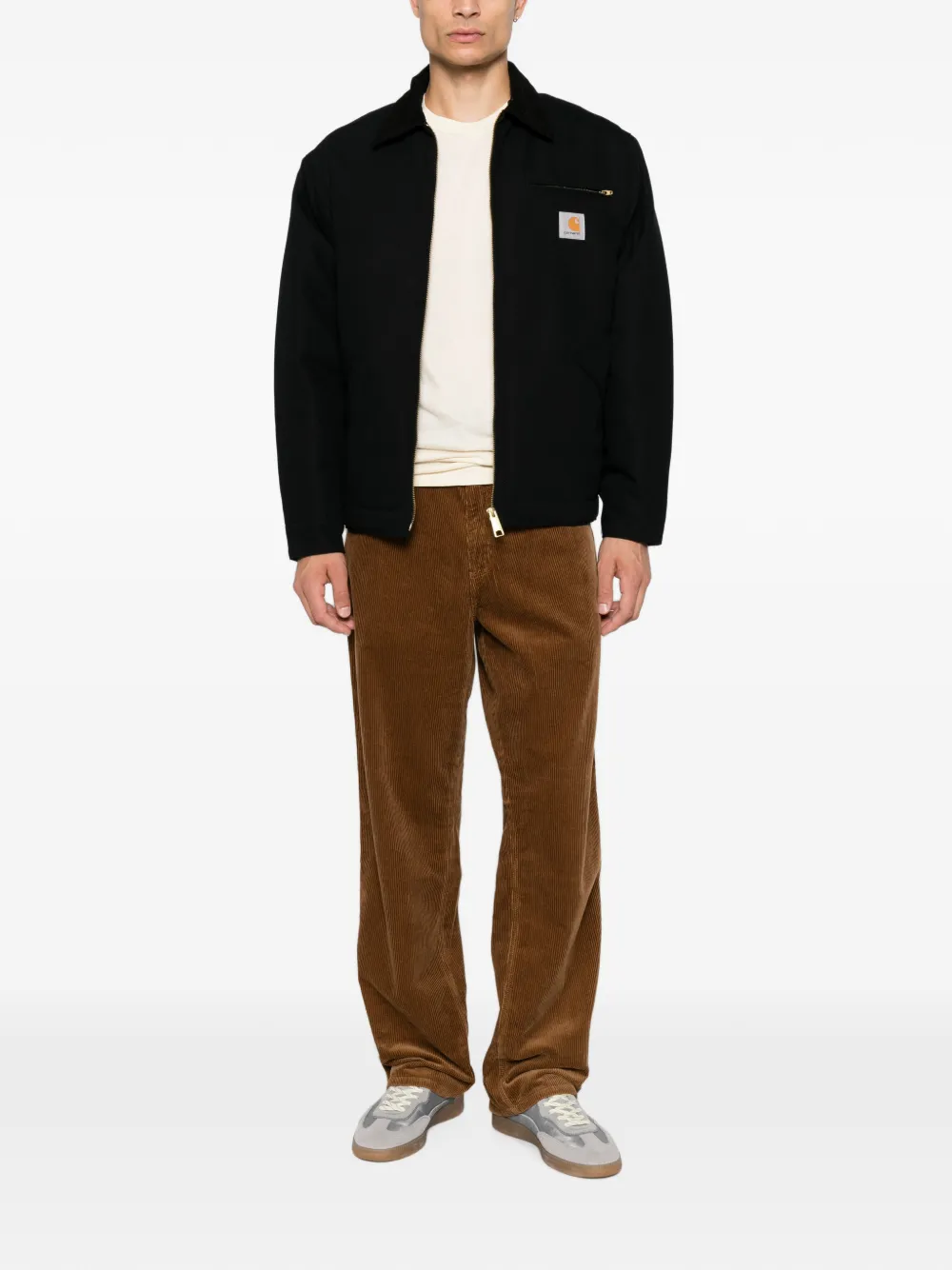 Carhartt WIP OG Detroit shirtjack met logo-patch en rits Zwart