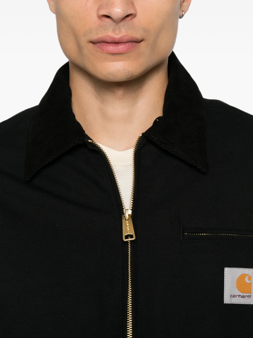 Carhartt WIP OG Detroit shirtjack met logo-patch en rits Zwart