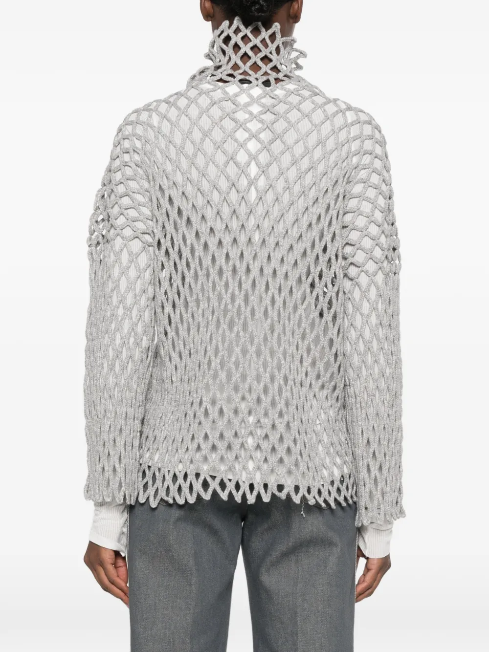Sportmax Opengebreide trui met trechterhals Grijs