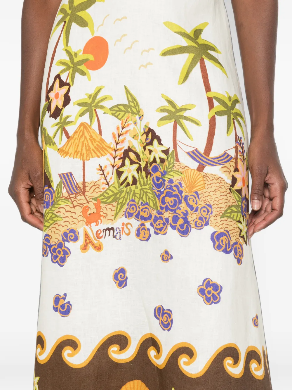 ALEMAIS Island Cove Ballet midi dress Wit