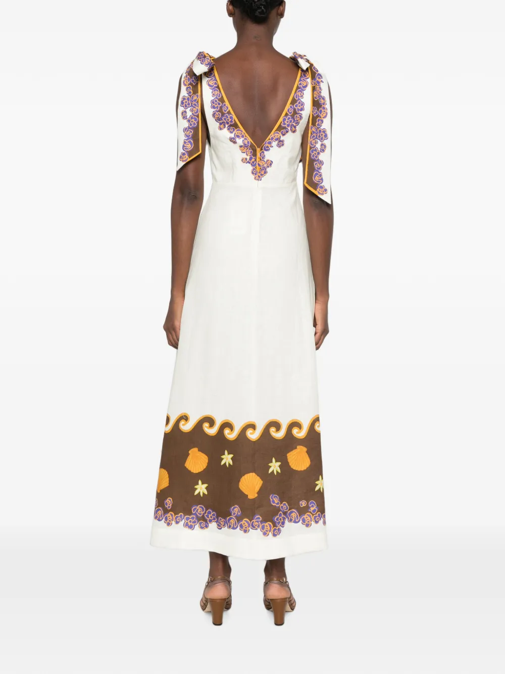 ALEMAIS Island Cove Ballet midi dress Wit