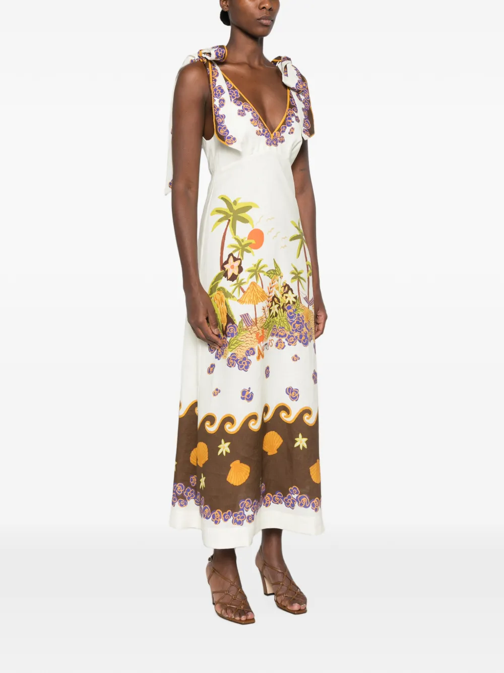 ALEMAIS Island Cove Ballet midi dress Wit