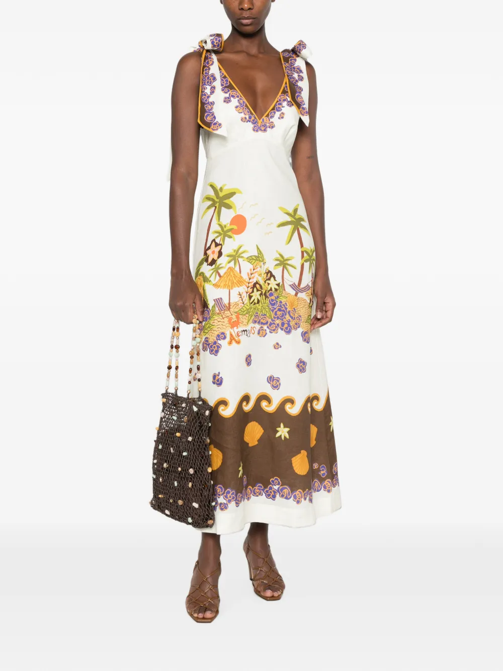 ALEMAIS Island Cove Ballet midi dress Wit