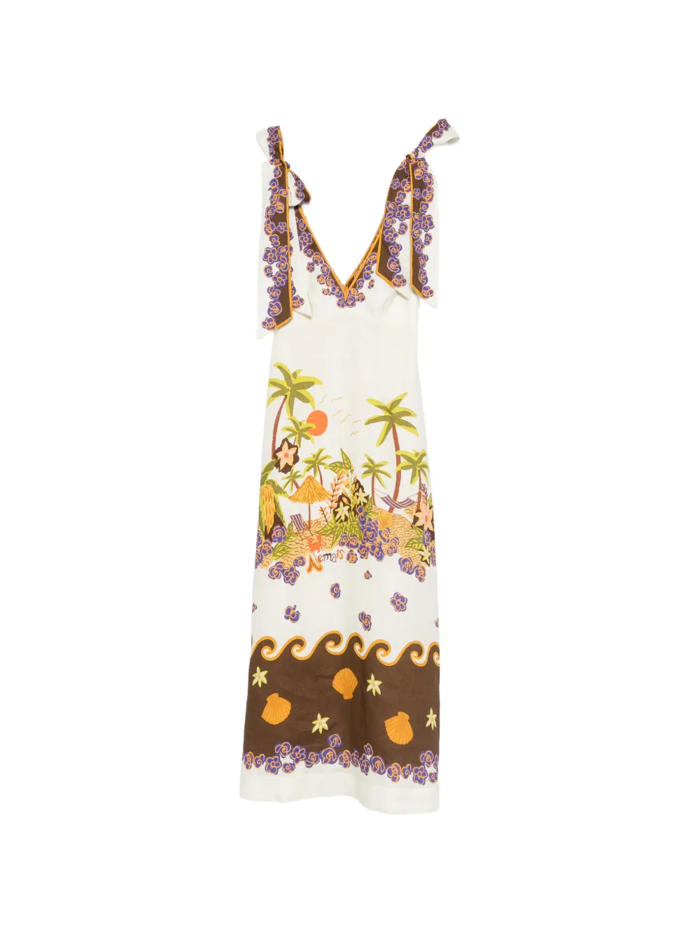 ALEMAIS Island Cove Ballet midi dress Wit
