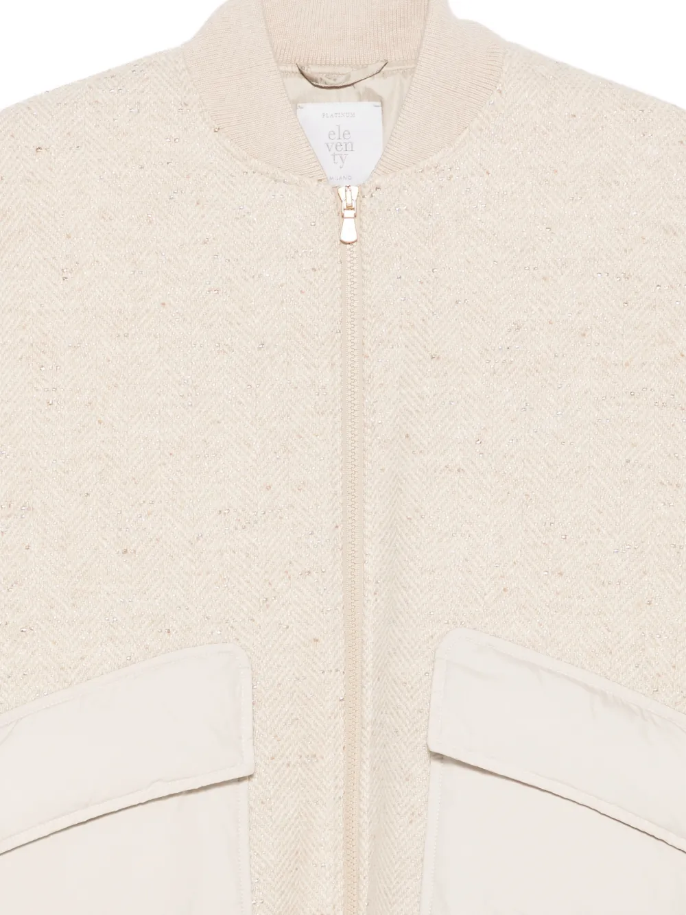 Eleventy Bomberjack met visgraat-patroon Beige