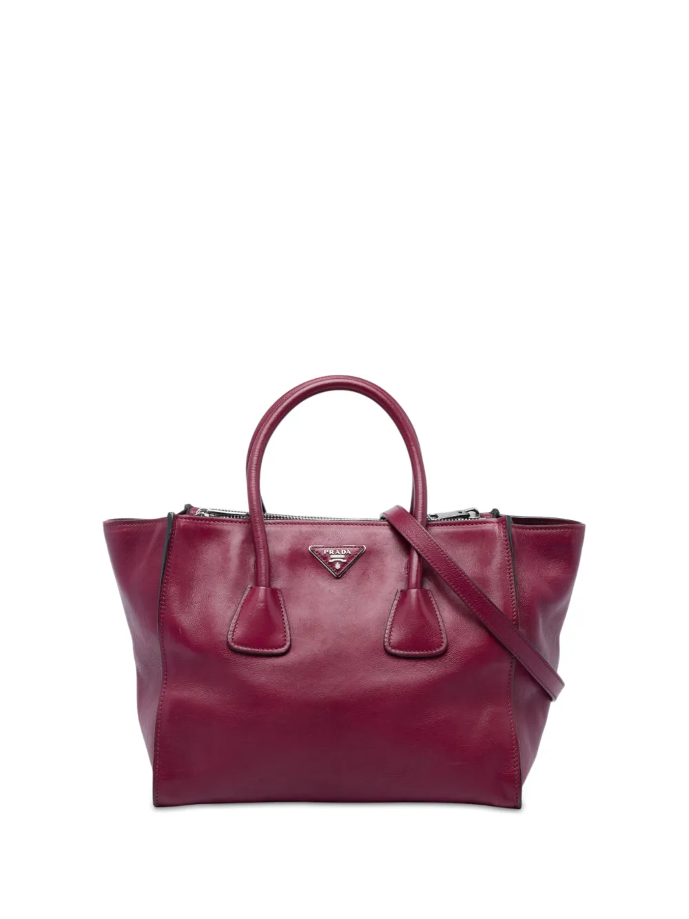 Prada Pre-Owned 2010-2026 Glace Calf Twin Pocket Double Handle satchel - Rosso