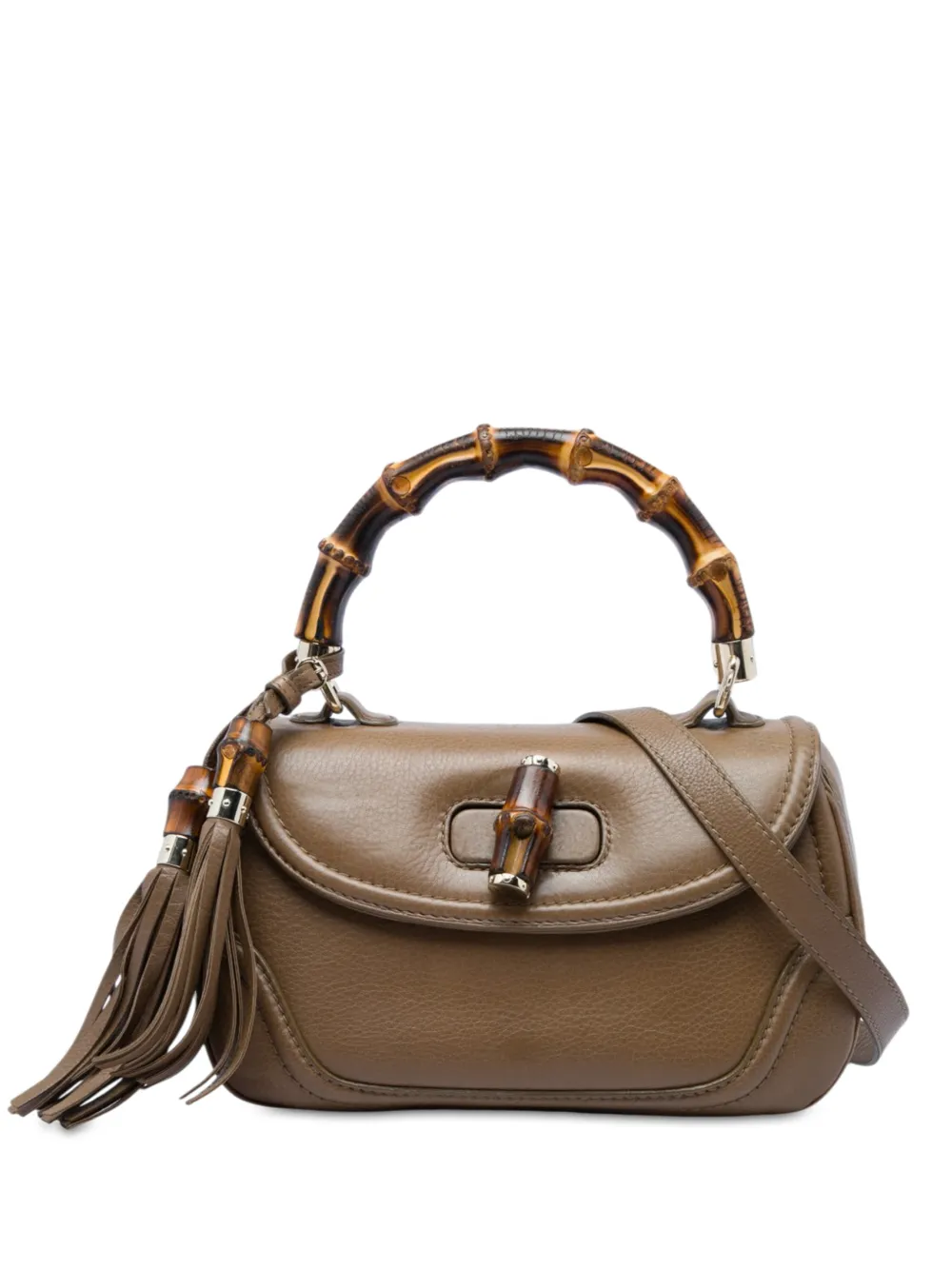Gucci Pre-Owned Borsa a tracolla New Bamboo media in pelle di vitello 2016-2026 - Marrone