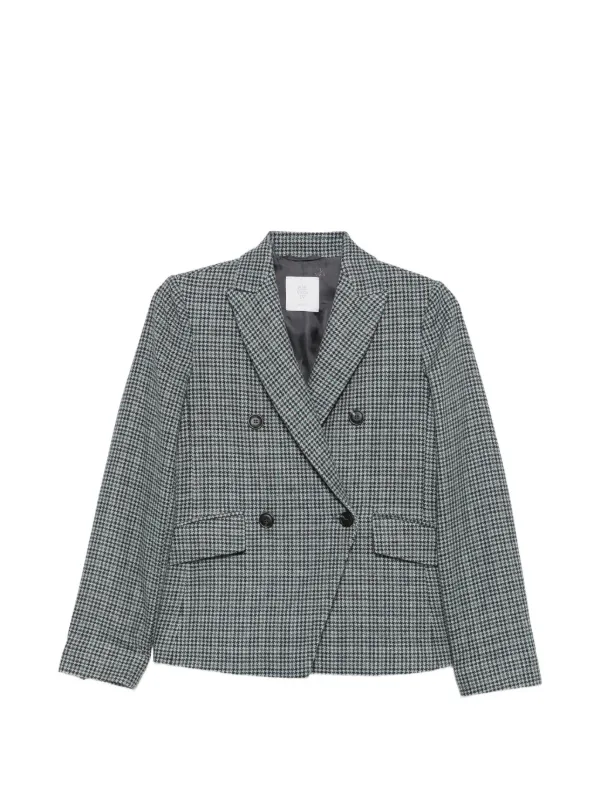 Eleventy Houndstooth Double-breasted Jacket in Blue