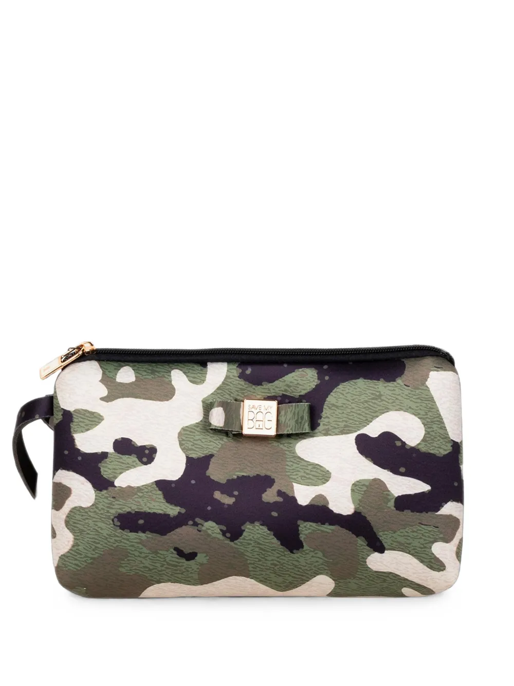 SAVE MY BAG camouflage-print bow-detail clutch bag - Verde