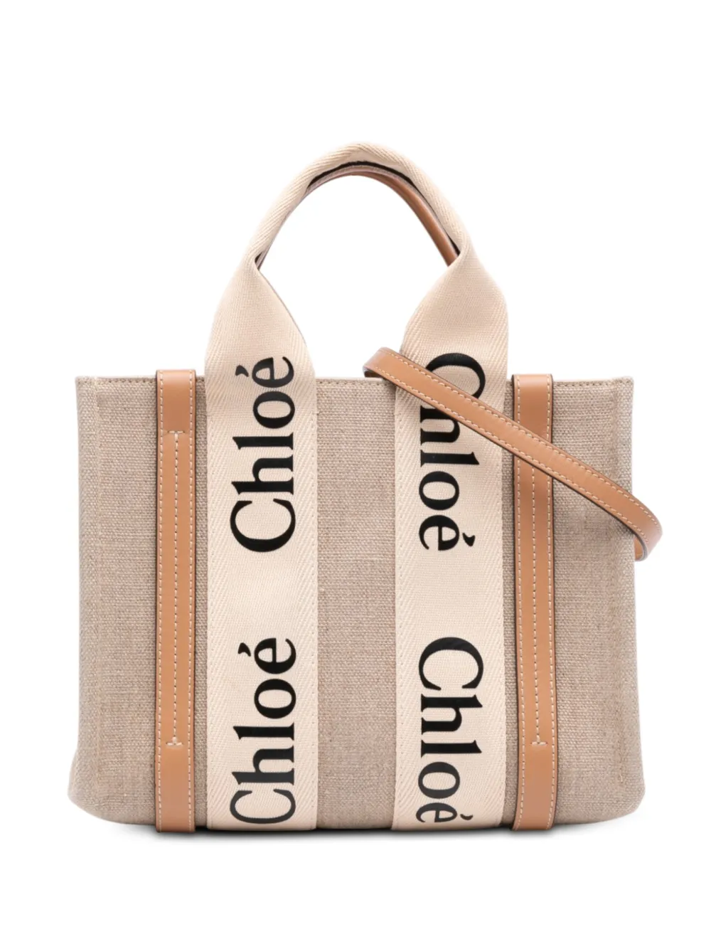 Chloé Pre-Owned 2022 Small Canvas Woody satchel - Toni neutri