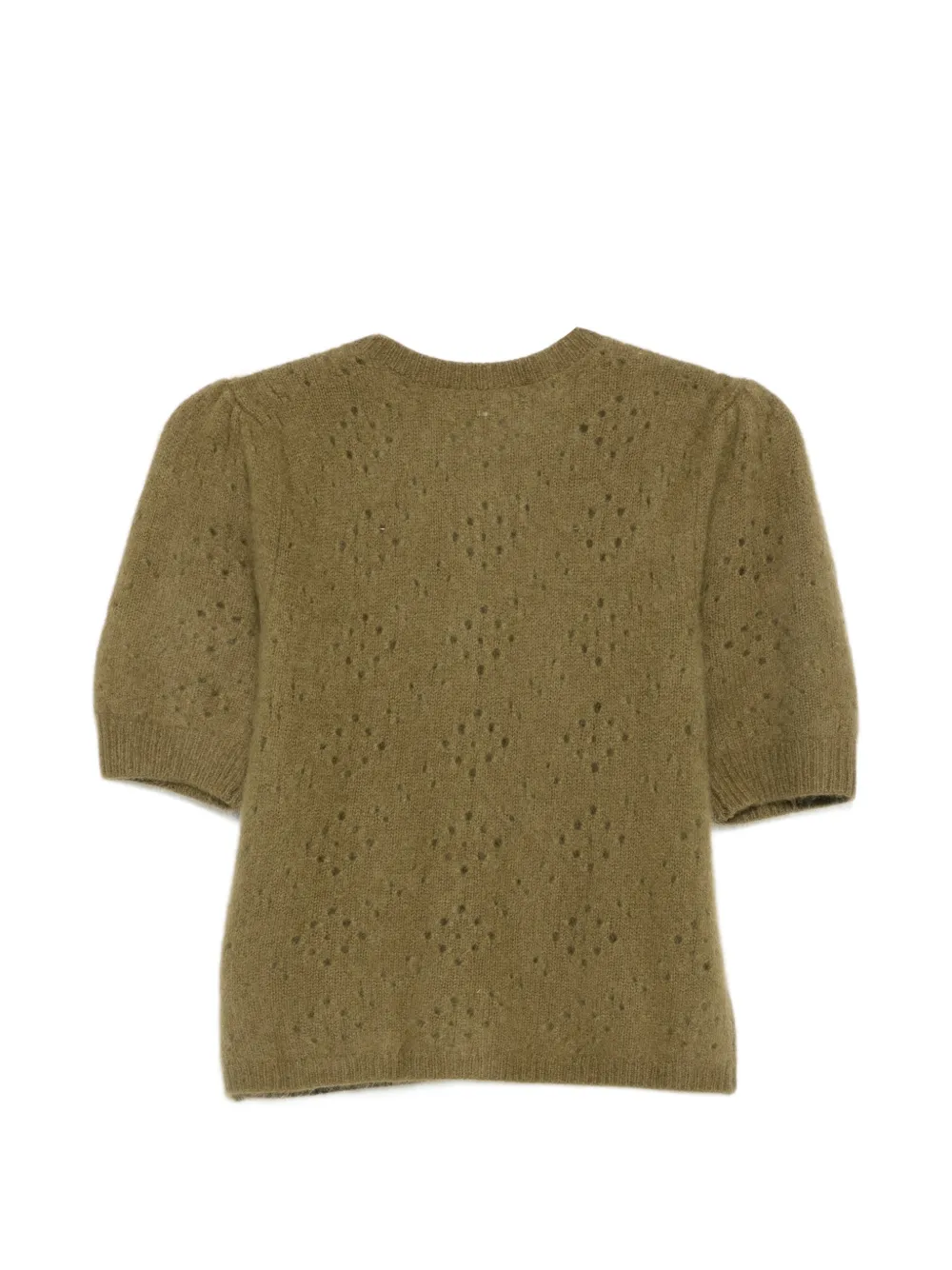 FRAME Pointelle gebreid vest met korte mouwen Groen