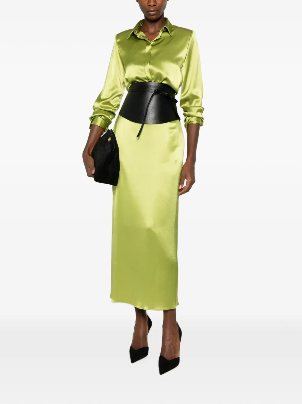 SOPHIE ET VOILÀ Maxi-rok met satijnen afwerking Groen