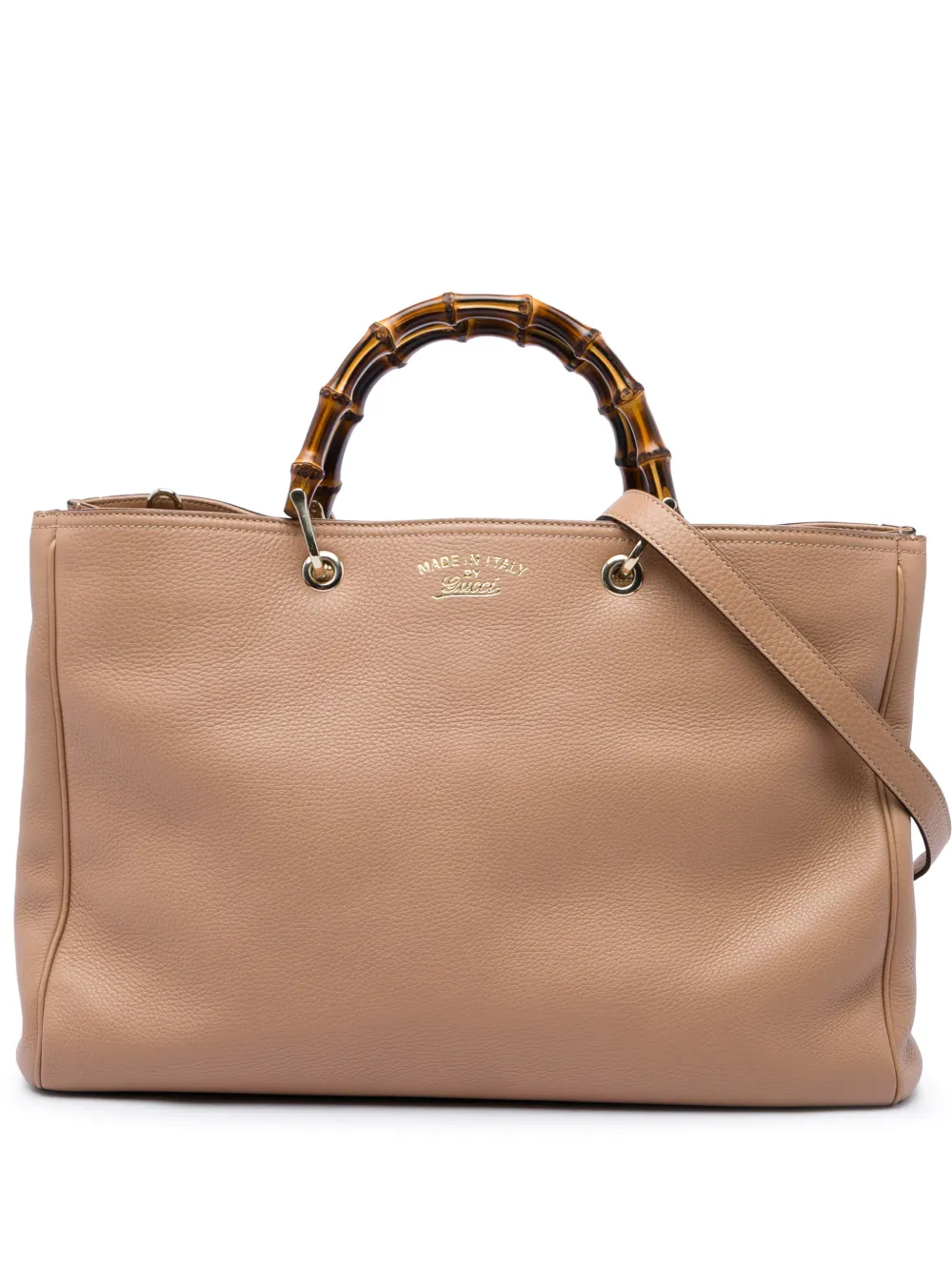 Gucci Pre-Owned 2016-2026 Large Calfskin Bamboo Shopper satchel - Marrone