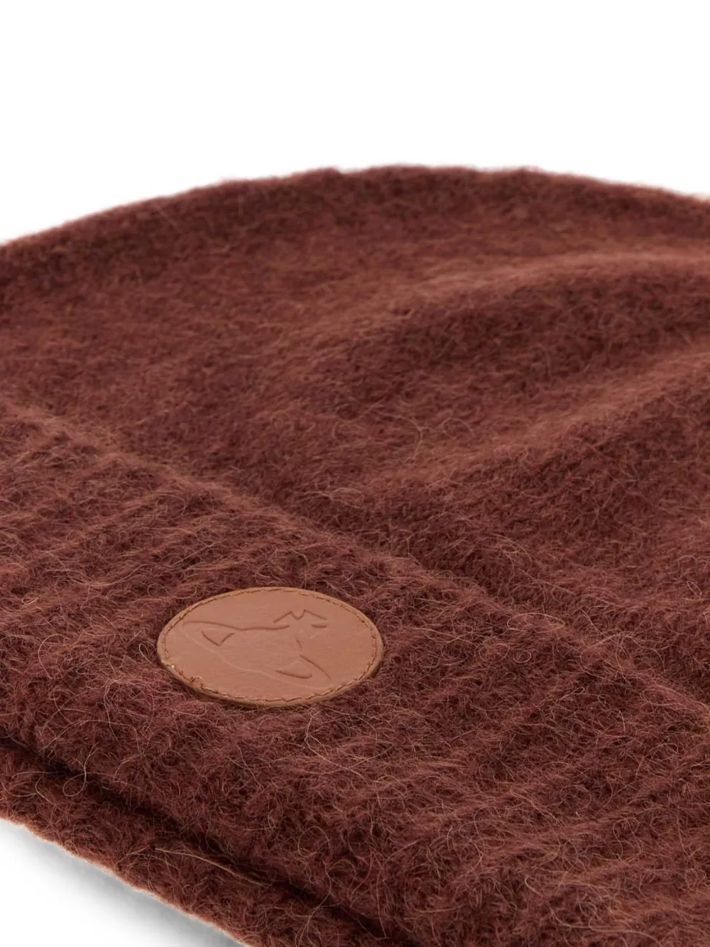Vivienne Westwood fluffy logo-patch beanie hat Bruin