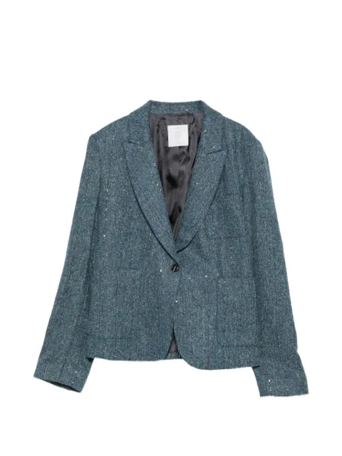 Eleventy sequin-embellished pinstripe jacket