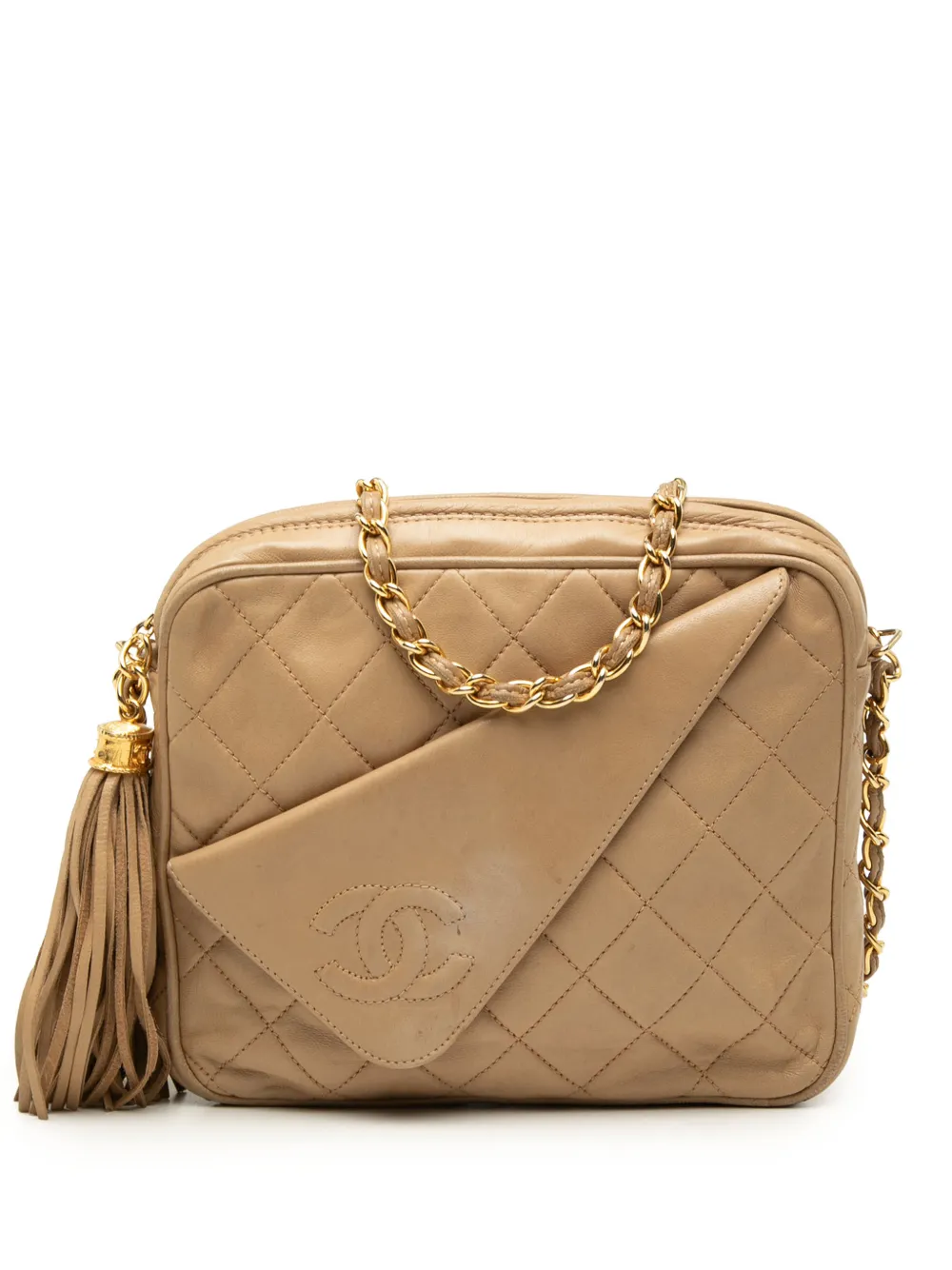 CHANEL Pre-Owned 1986-1988 Mini CC Quilted Lambskin Tassel Camera Bag crossbody bag - Nude