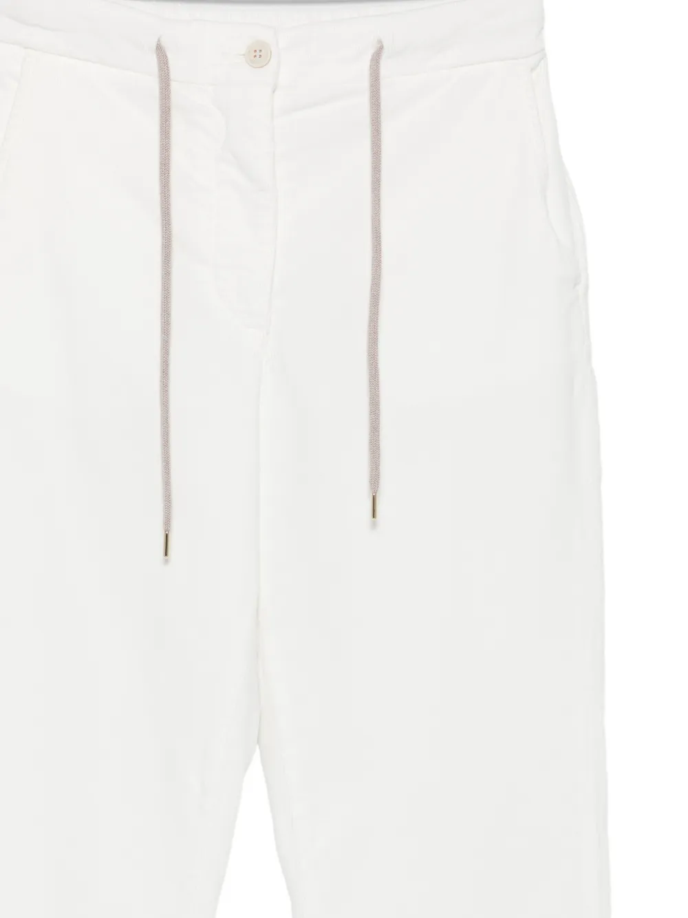 Eleventy Ribfluwelen broek met trekkoordtaille Wit