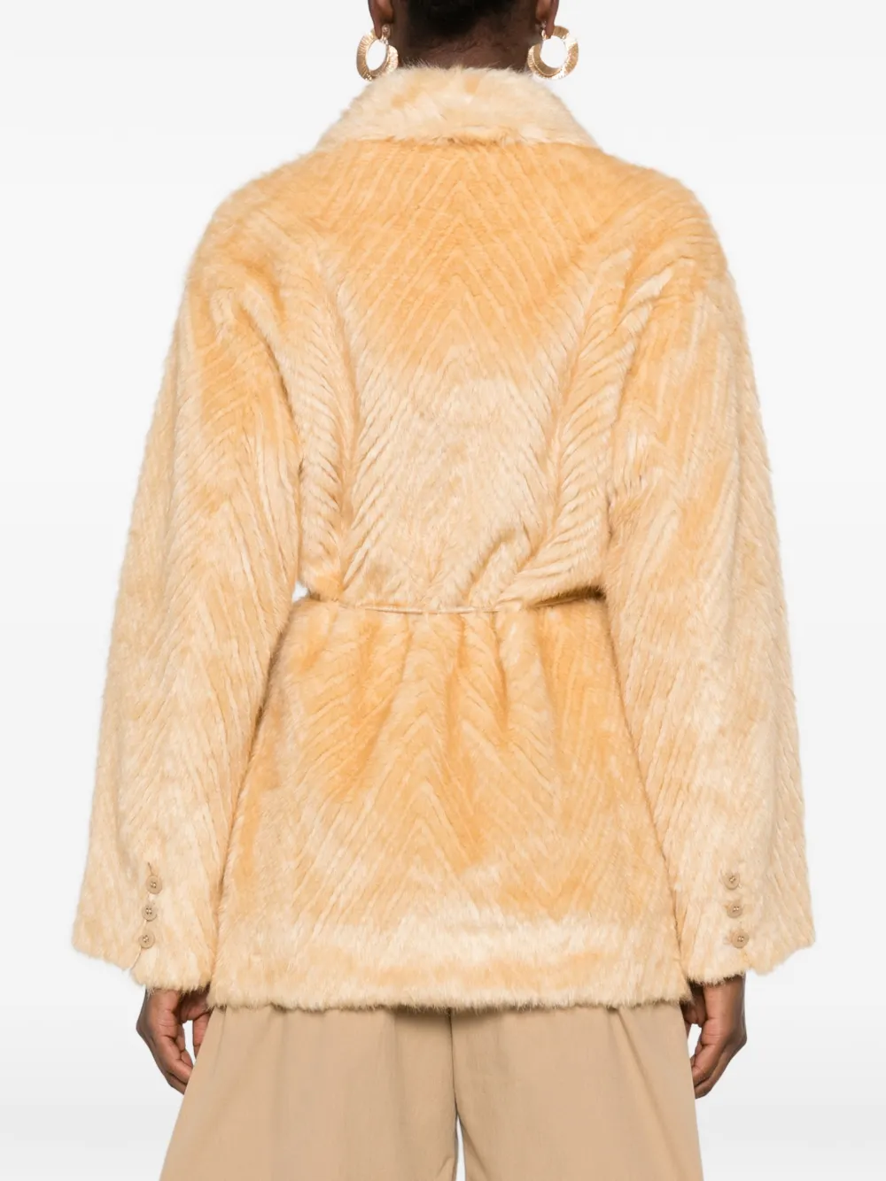 Forte chevron-pattern belted coat Geel