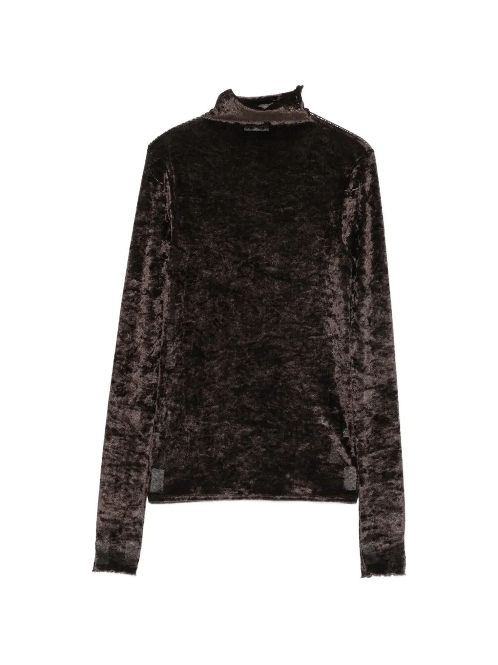 Forte crushed-velvet high-neck long-sleeved T-shirt Bruin
