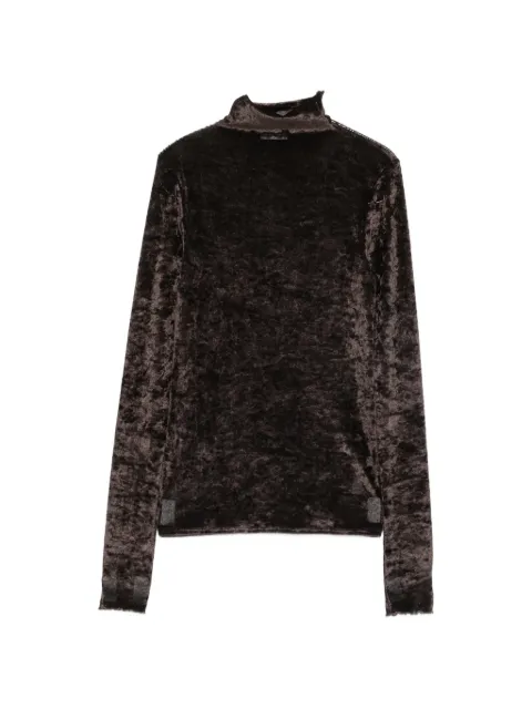 Forte Forte crushed-velvet high-neck long-sleeved T-shirt