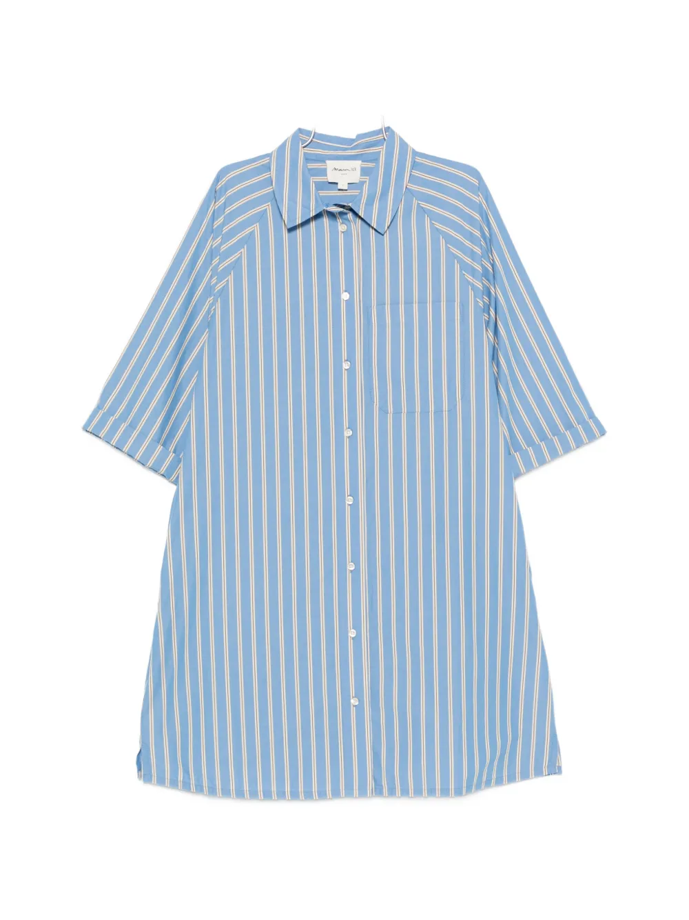 Maison123 Besta R Rayee Vertical-stripe Mini Shirt Dress In Blue