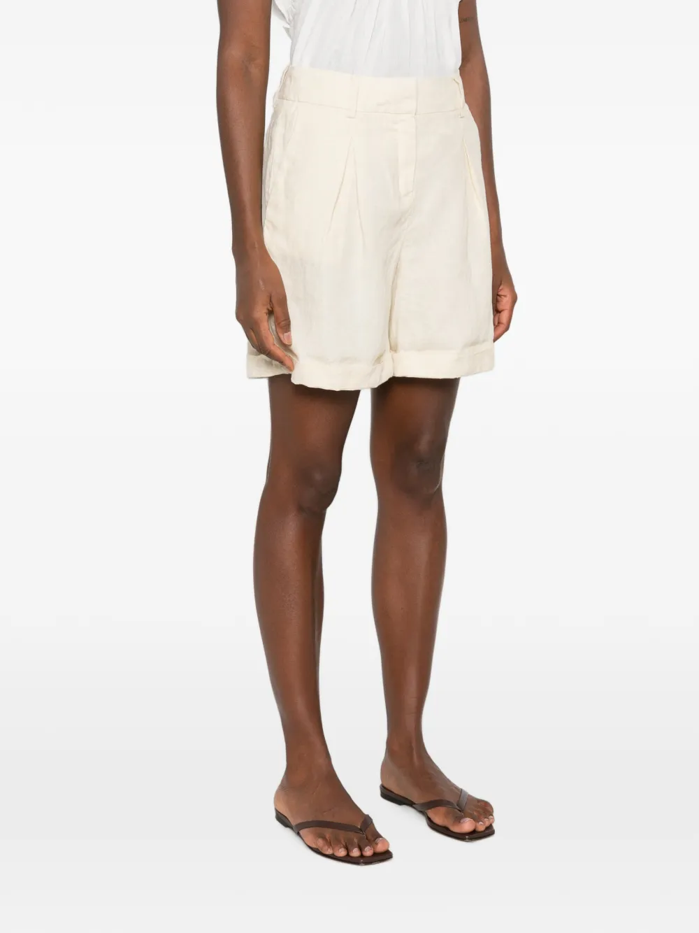 MAISON123 Tunguy geplooide shorts met omslag Beige