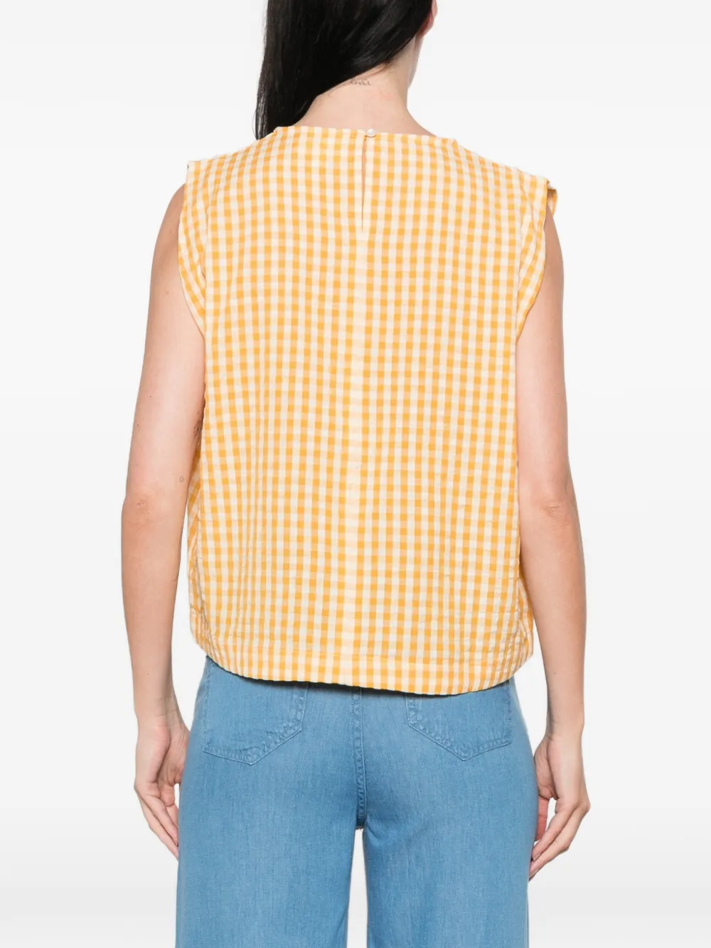MAISON123 Doree mouwloze gingham top Geel