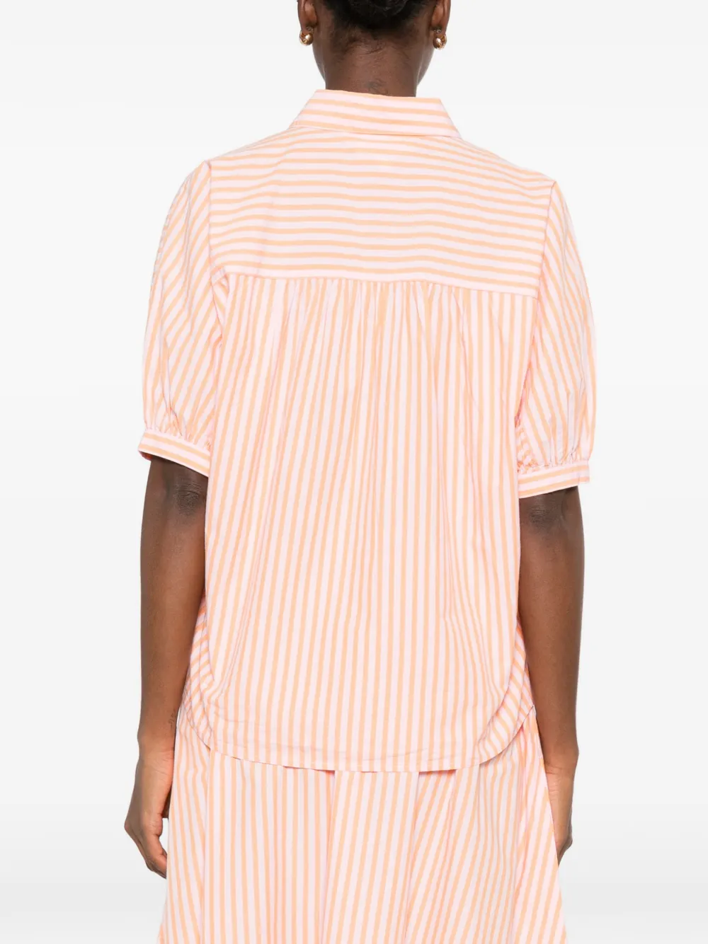 MAISON123 Domenico gestreepte blouse met korte mouwen Oranje