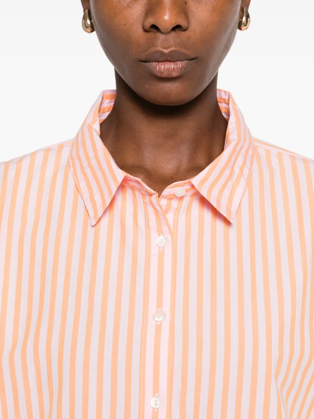 MAISON123 Domenico gestreepte blouse met korte mouwen Oranje