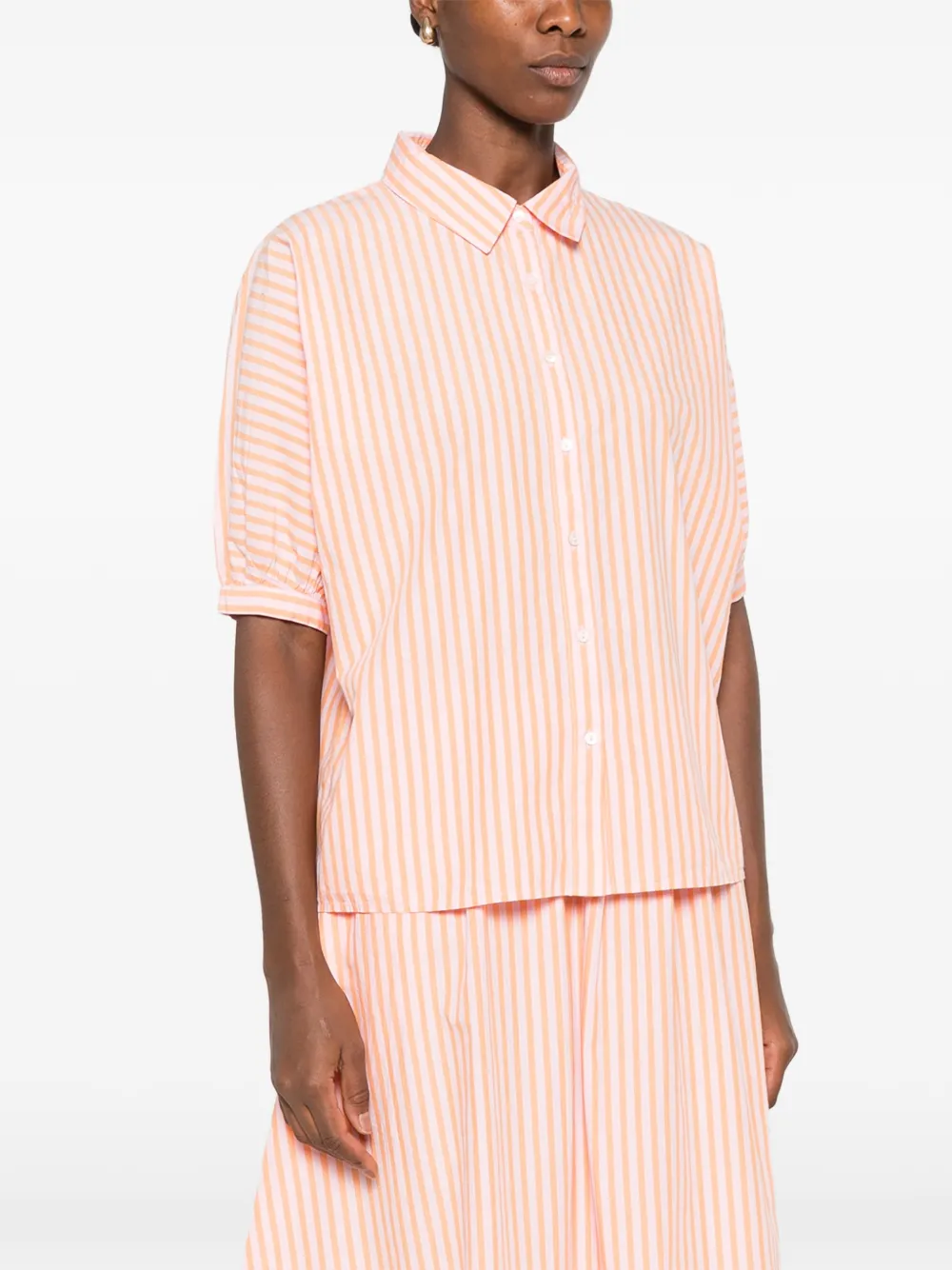 MAISON123 Domenico gestreepte blouse met korte mouwen Oranje