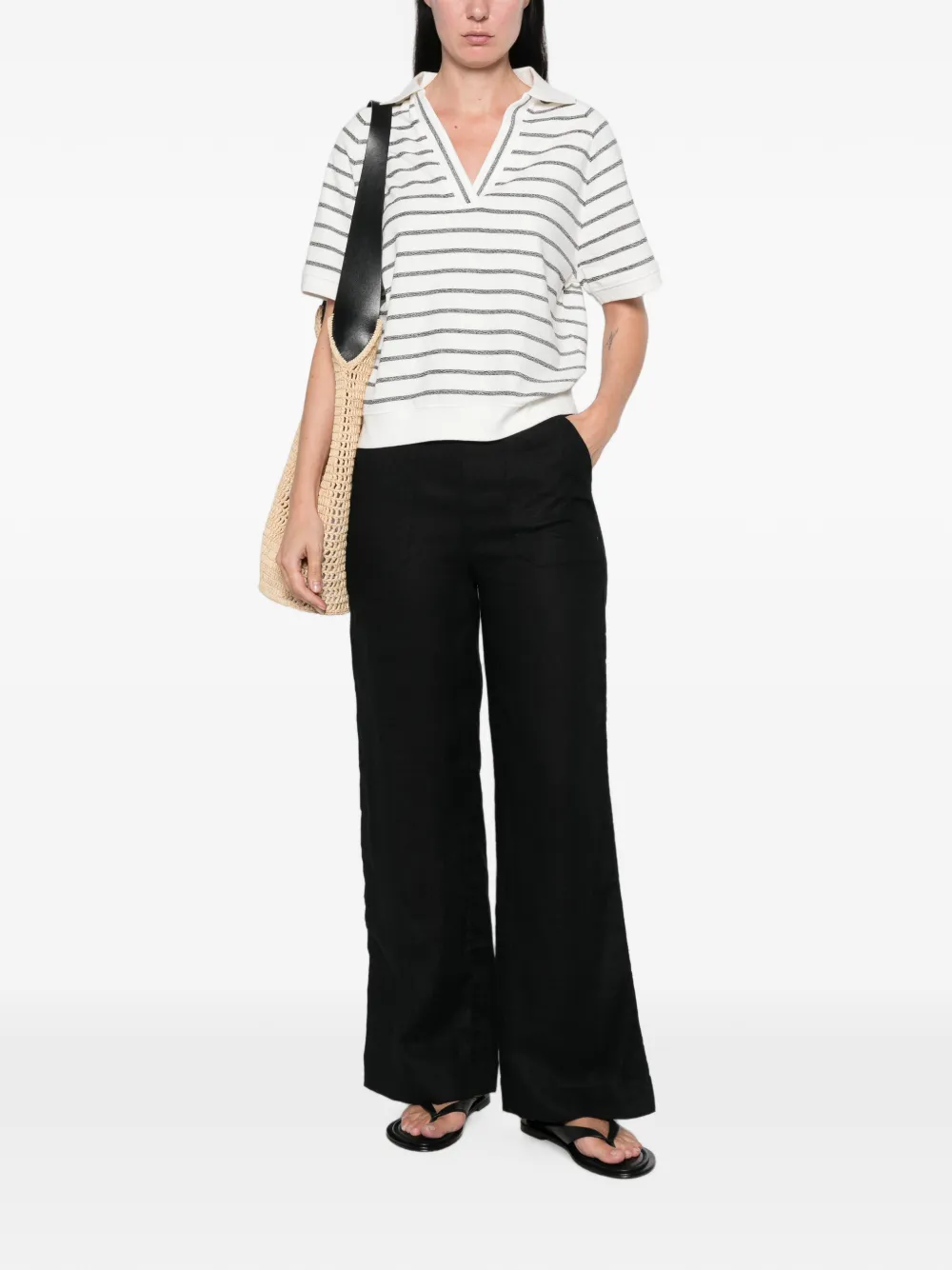 Maison123 Terry Wide-leg Linen Trousers In Black