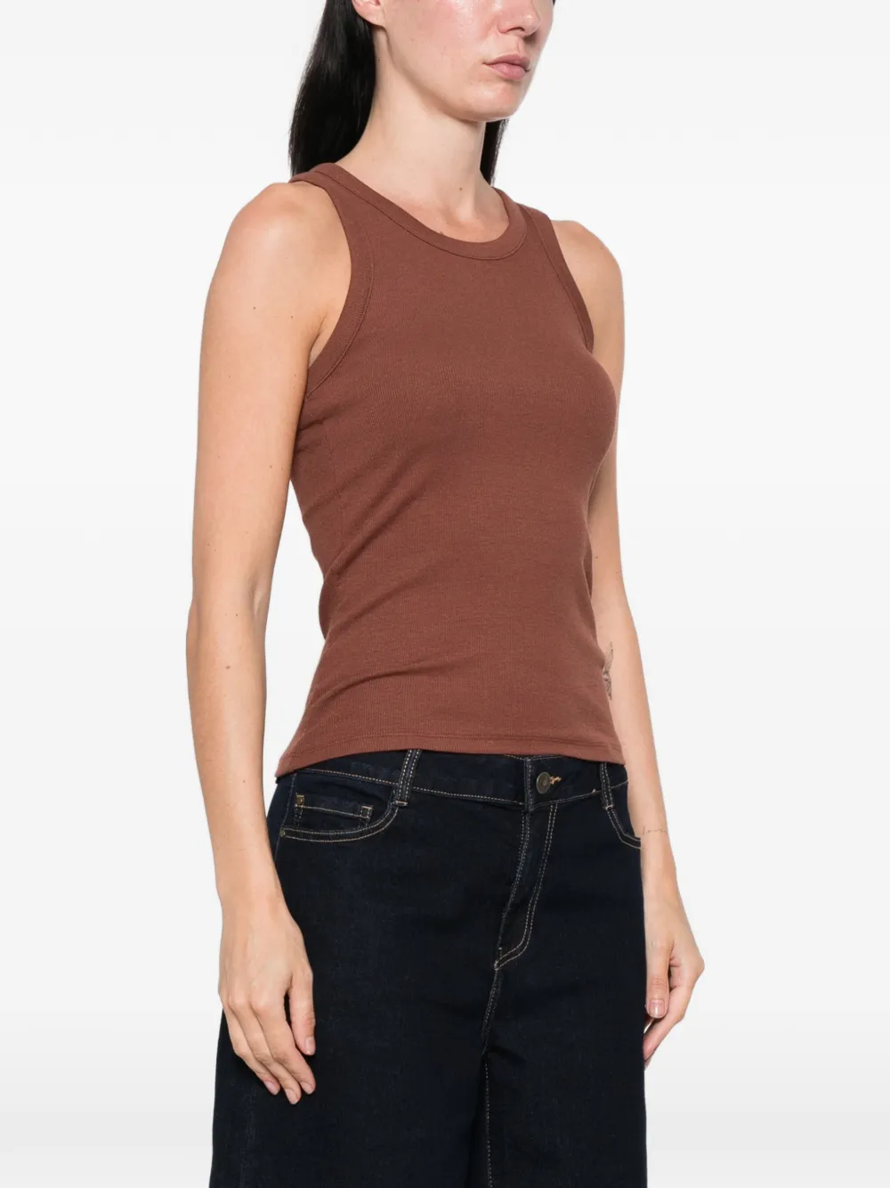 MAISON123 Leopold ribgebreide tanktop Bruin