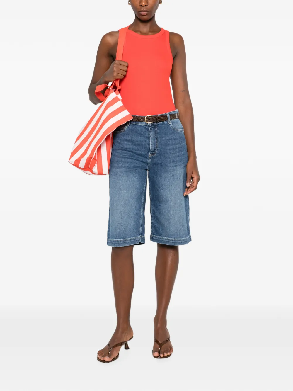 MAISON123 Ribgebreide tanktop Rood